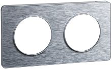 Рамка универсальная Schneider Electric Odace 2-м. металл полированный алюминий/алюминий  картинка